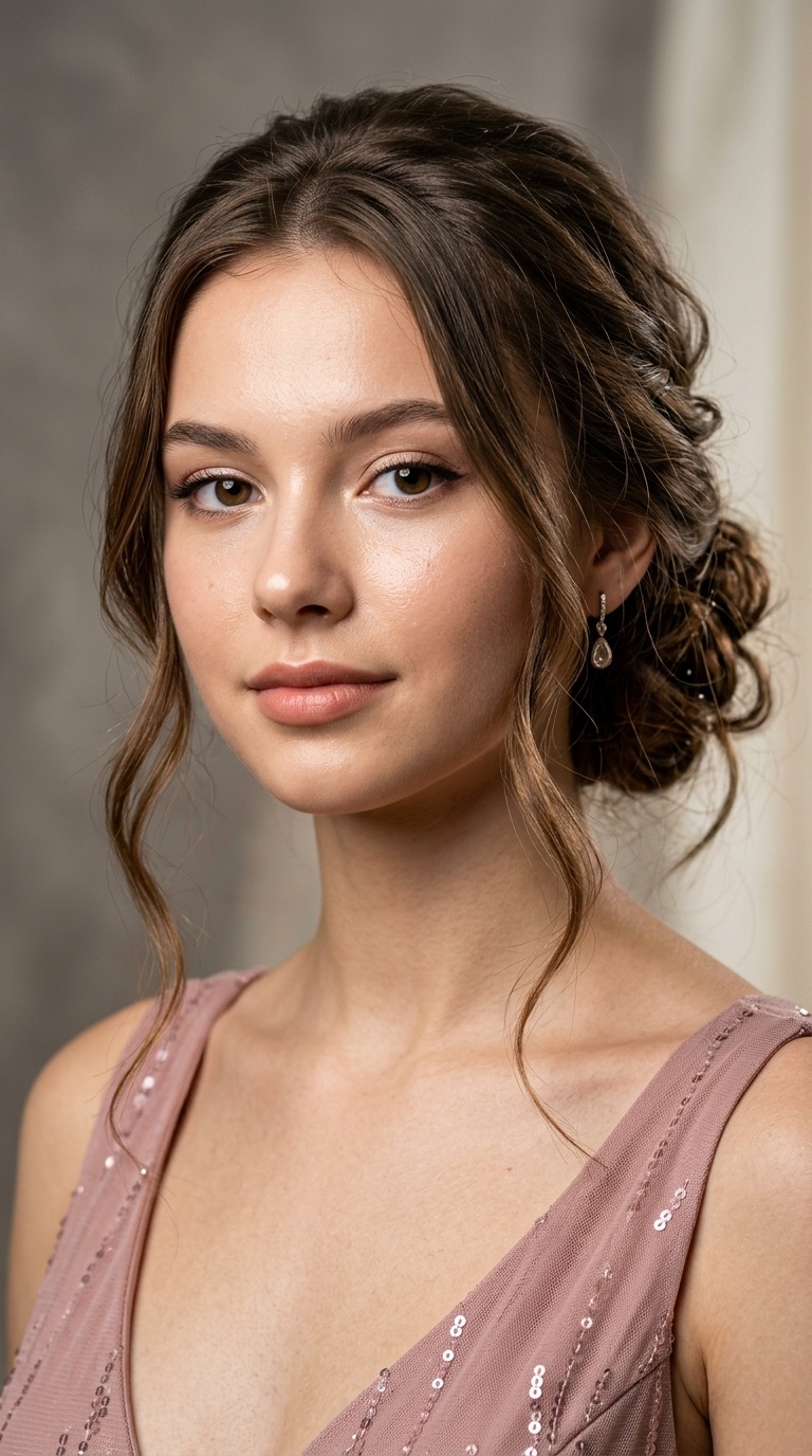 Textured Low Bun with Face-Framing Pieces