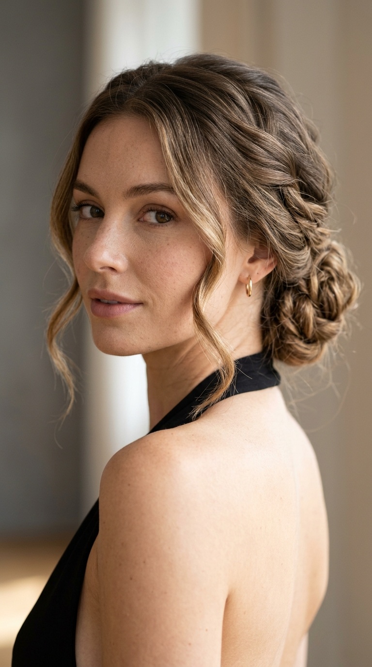 Textured Low Bun with Tendrils