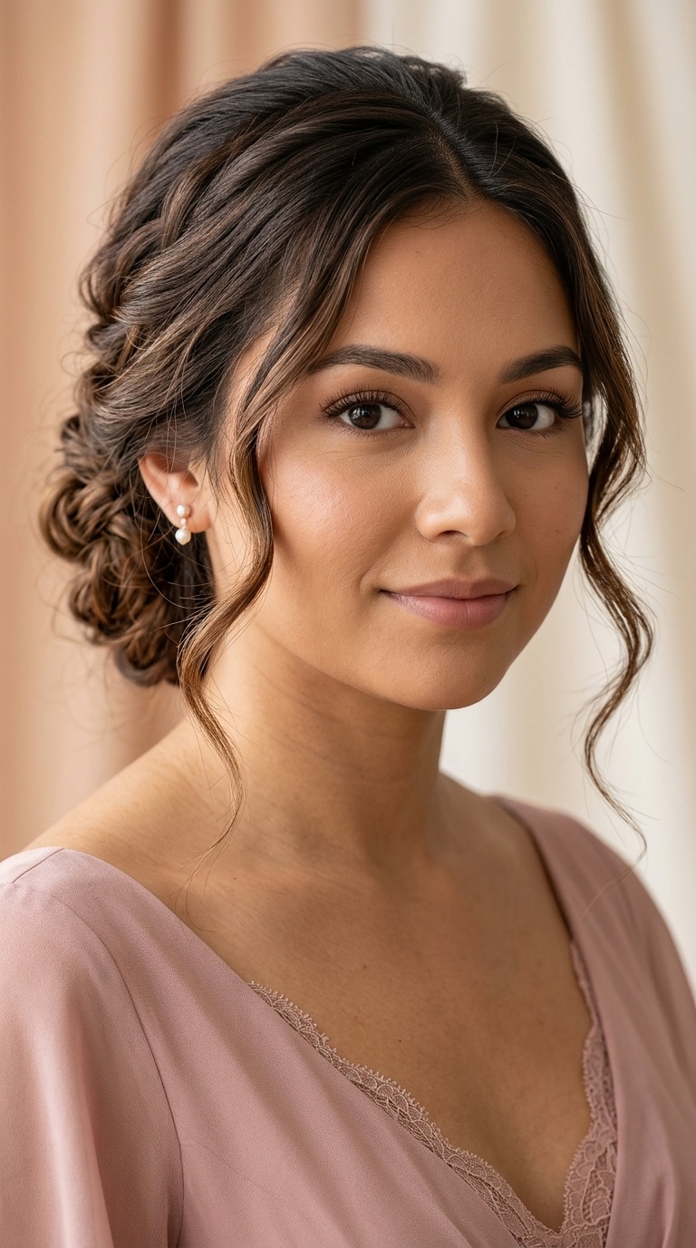 Textured Low Chignon with Face-Framing Pieces