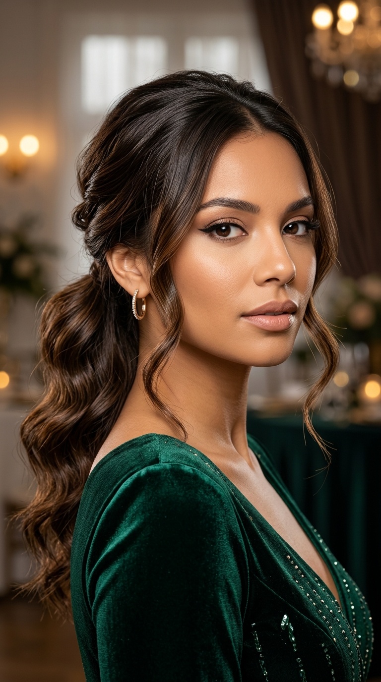 Textured Low Ponytail Waves