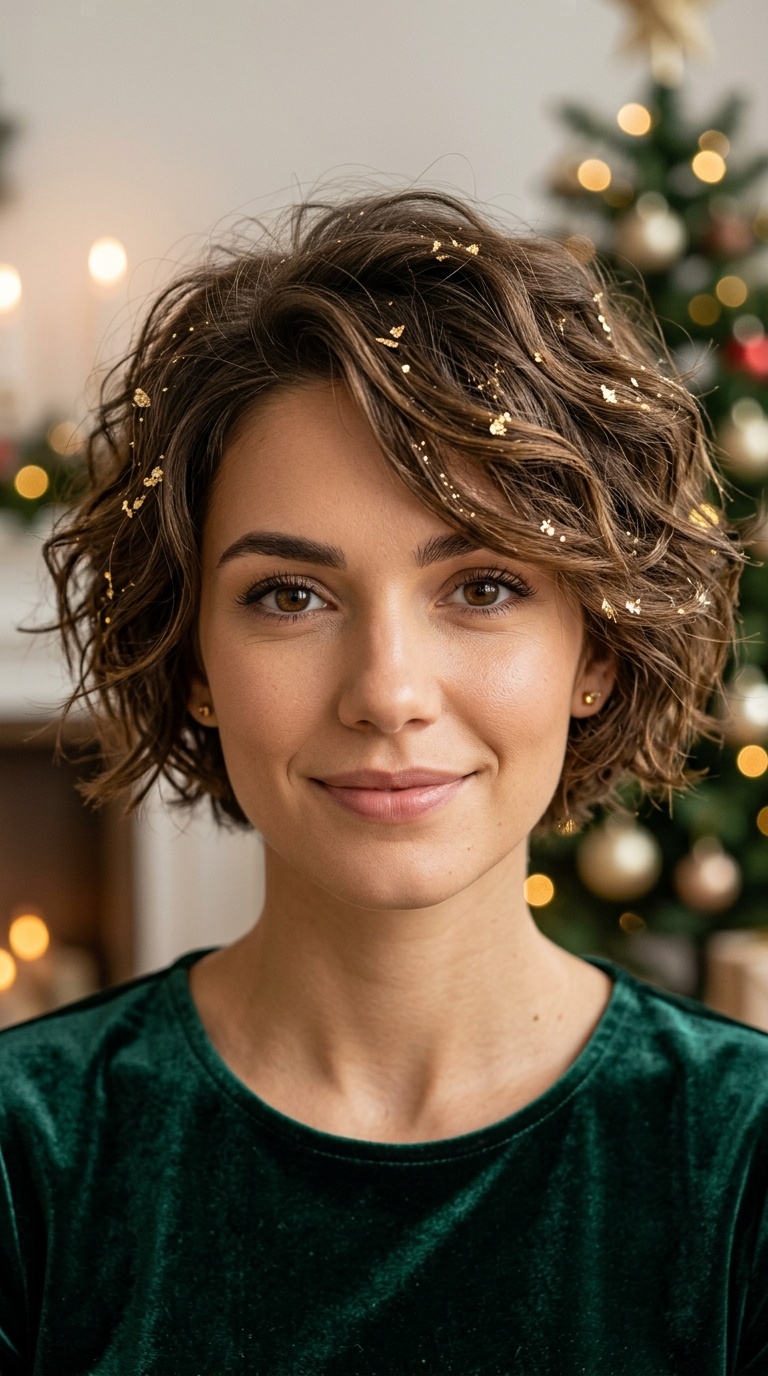 Textured Messy Waves with Gold Leaf
