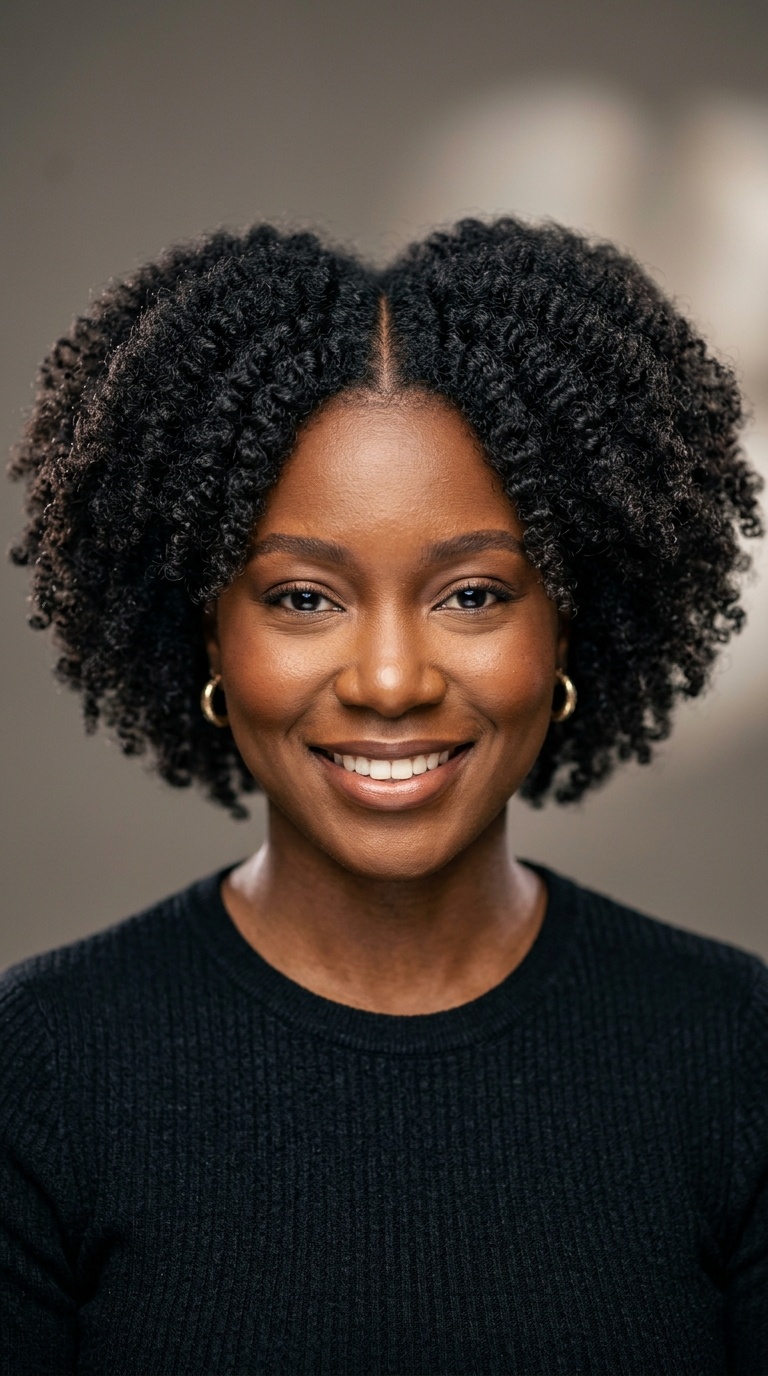 Textured Middle-Part Afro