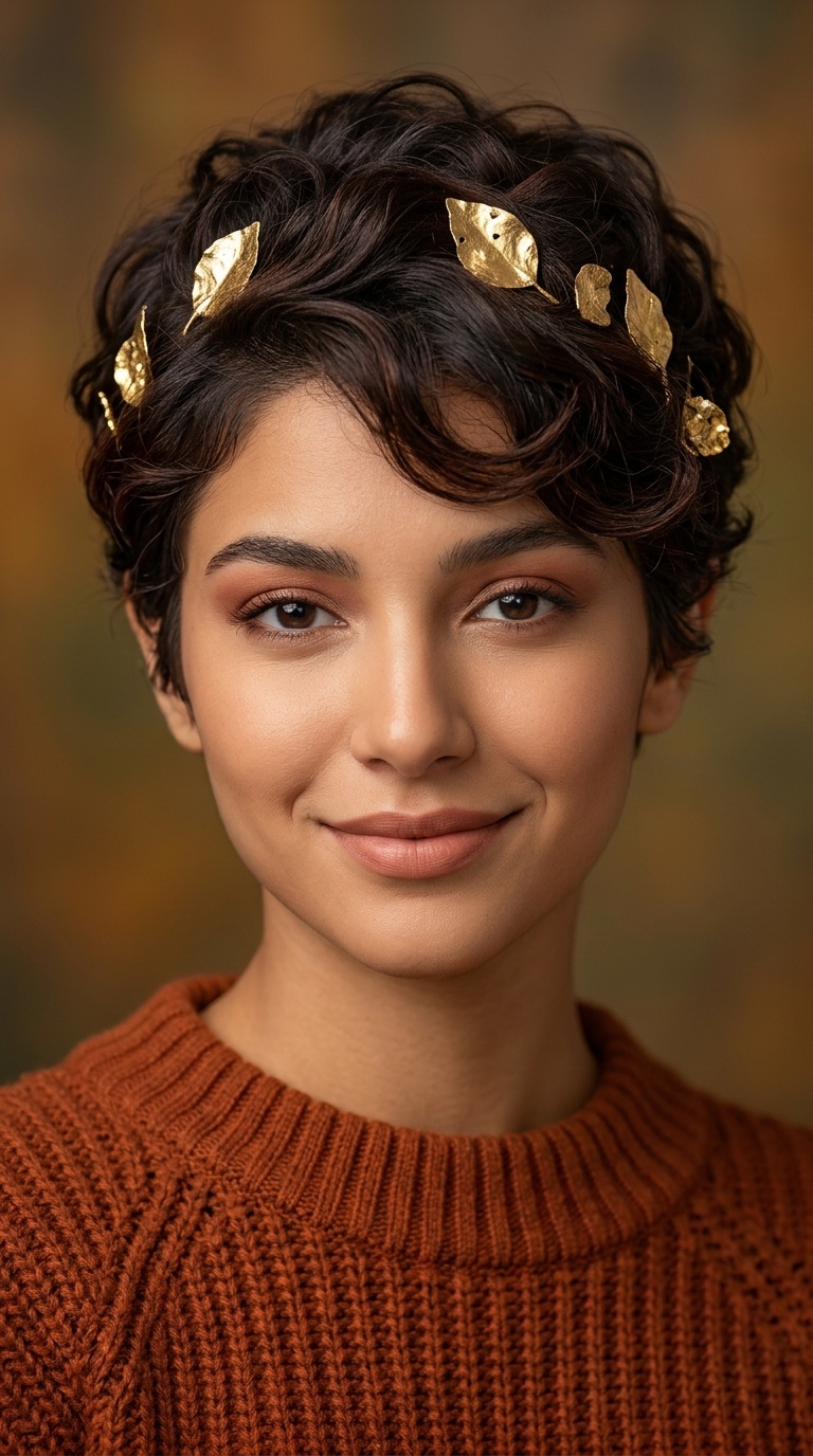 Textured Pixie with Gold Leaf Pins