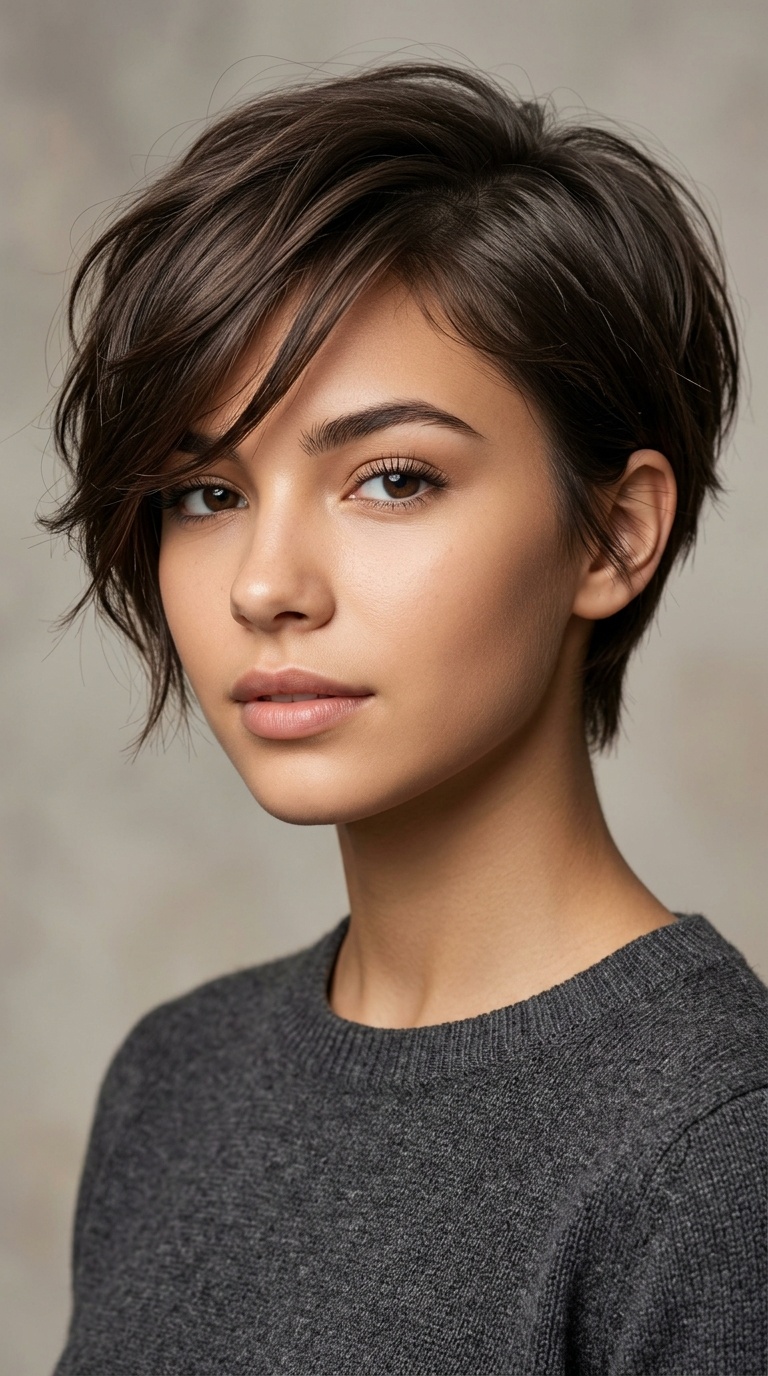 Textured Pixie with Long Fringe
