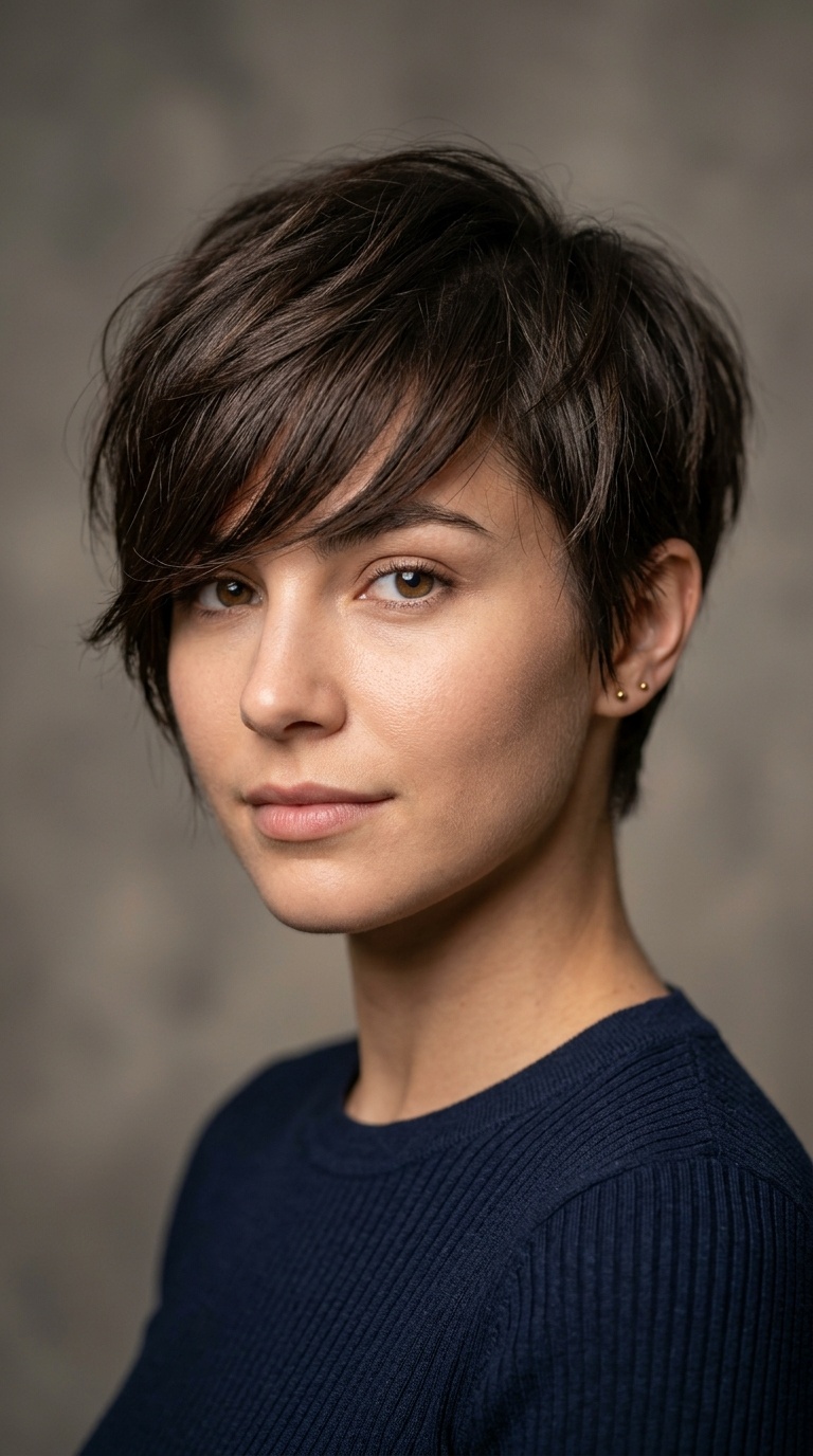 Textured Pixie with Long Fringe