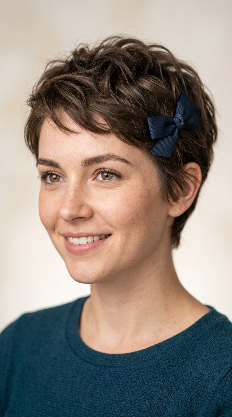 Textured Pixie with Side Bow