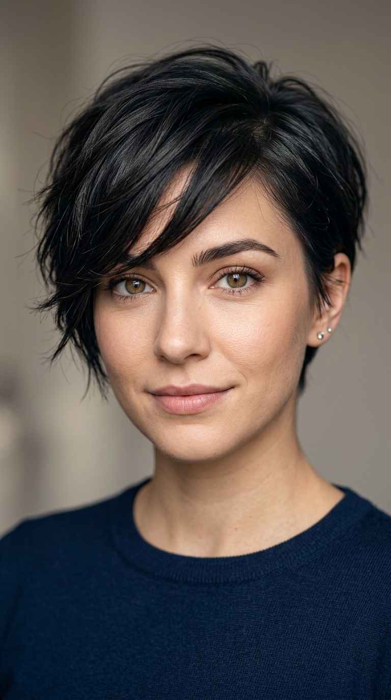 Textured Pixie with Side Fringe