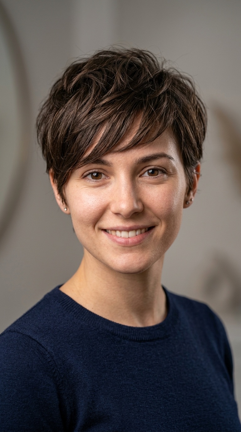 Textured Pixie with Side Fringe