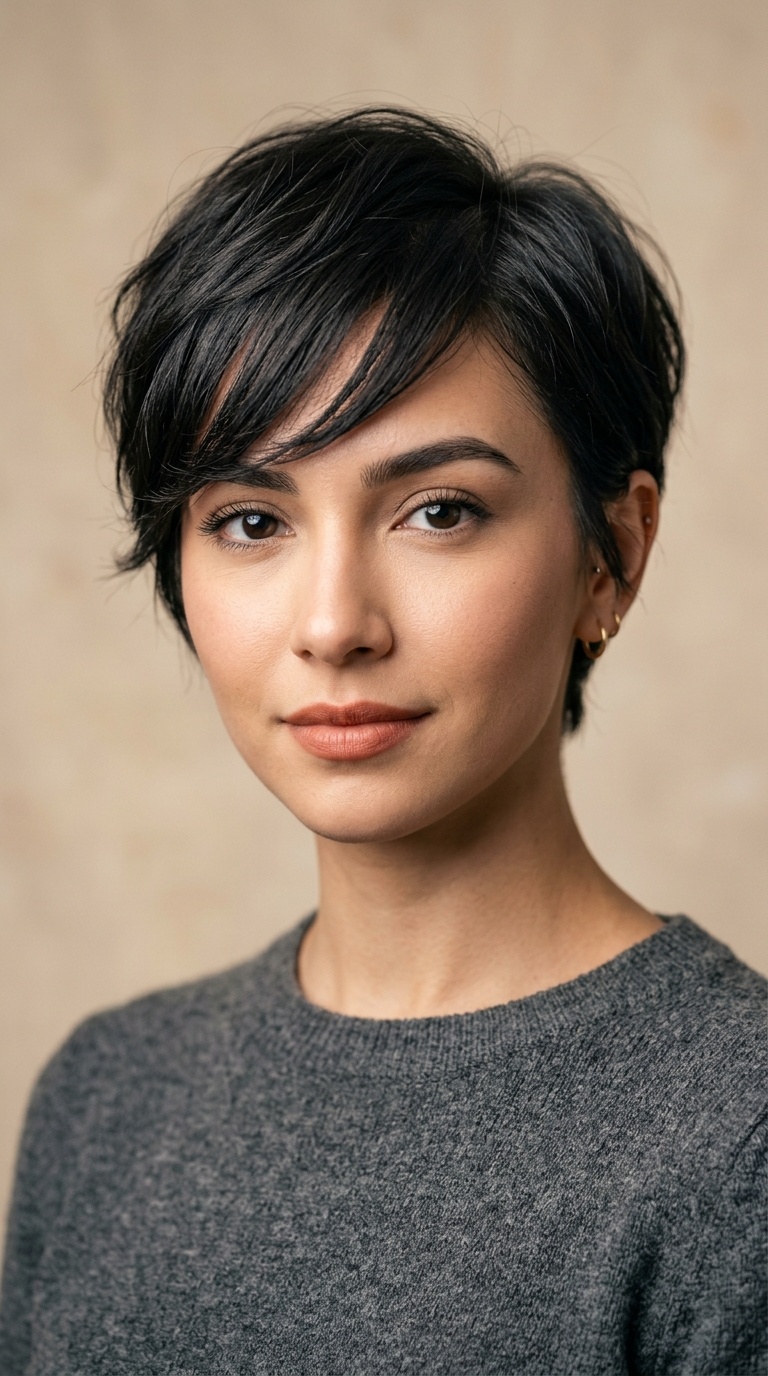 Textured Pixie with Side Fringe