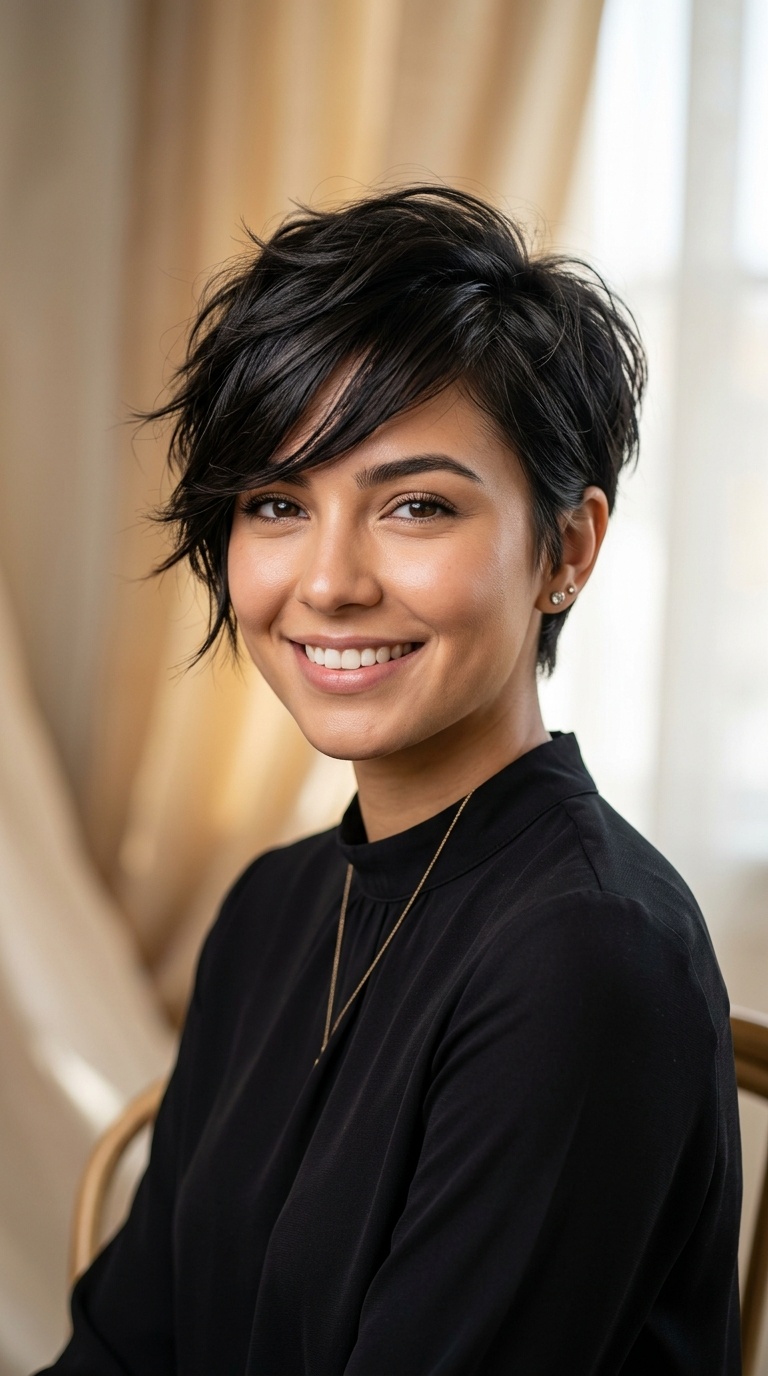 Textured Pixie with Side-Swept Bangs