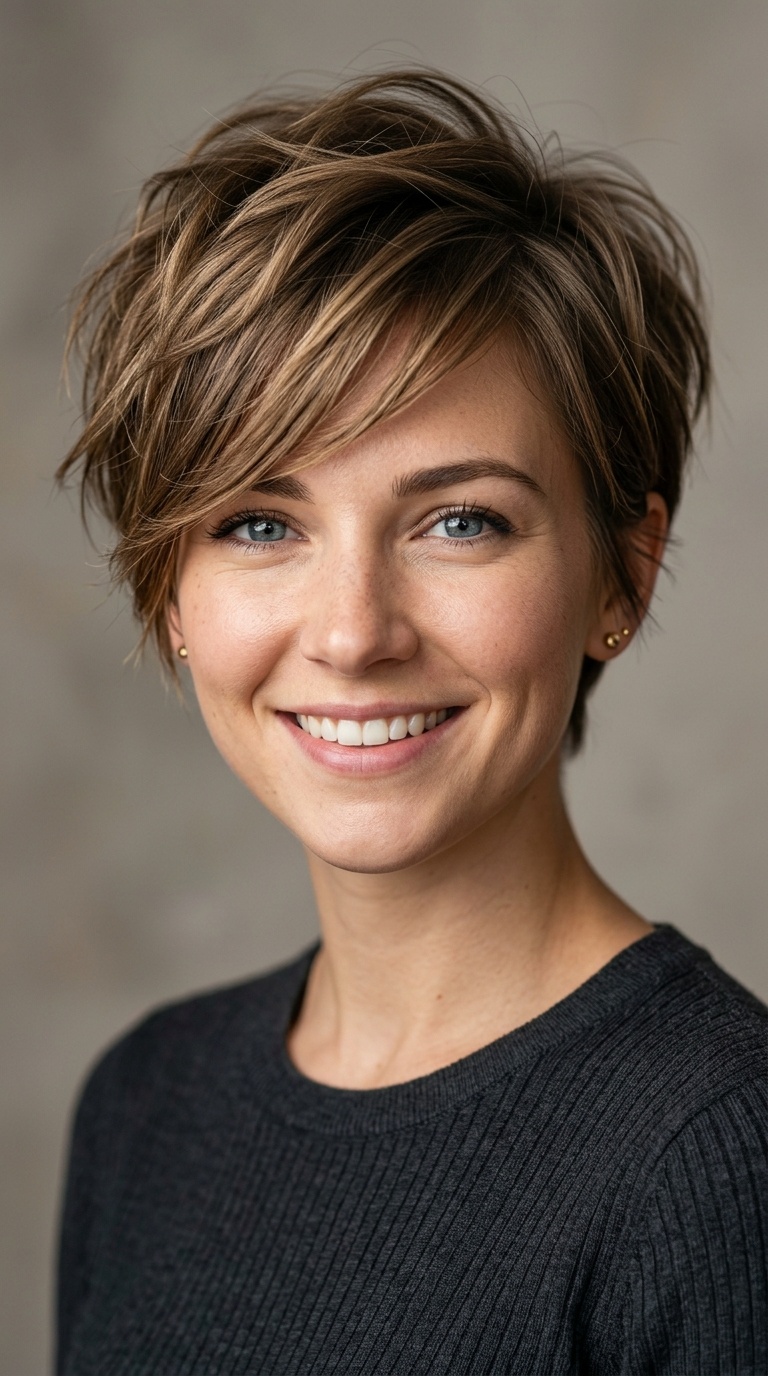 Textured Pixie with Side-Swept Bangs