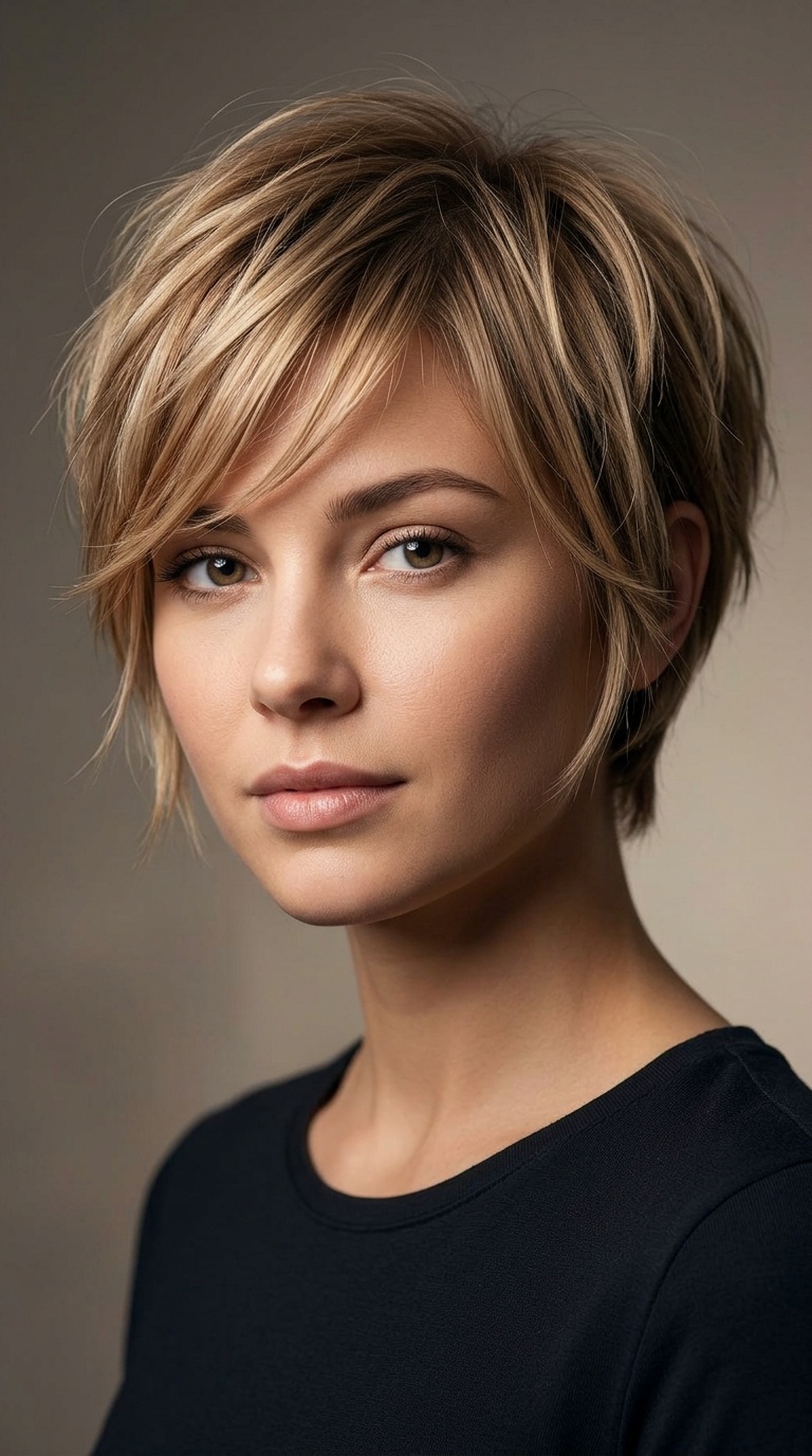 Textured Pixie with Side-Swept Bangs
