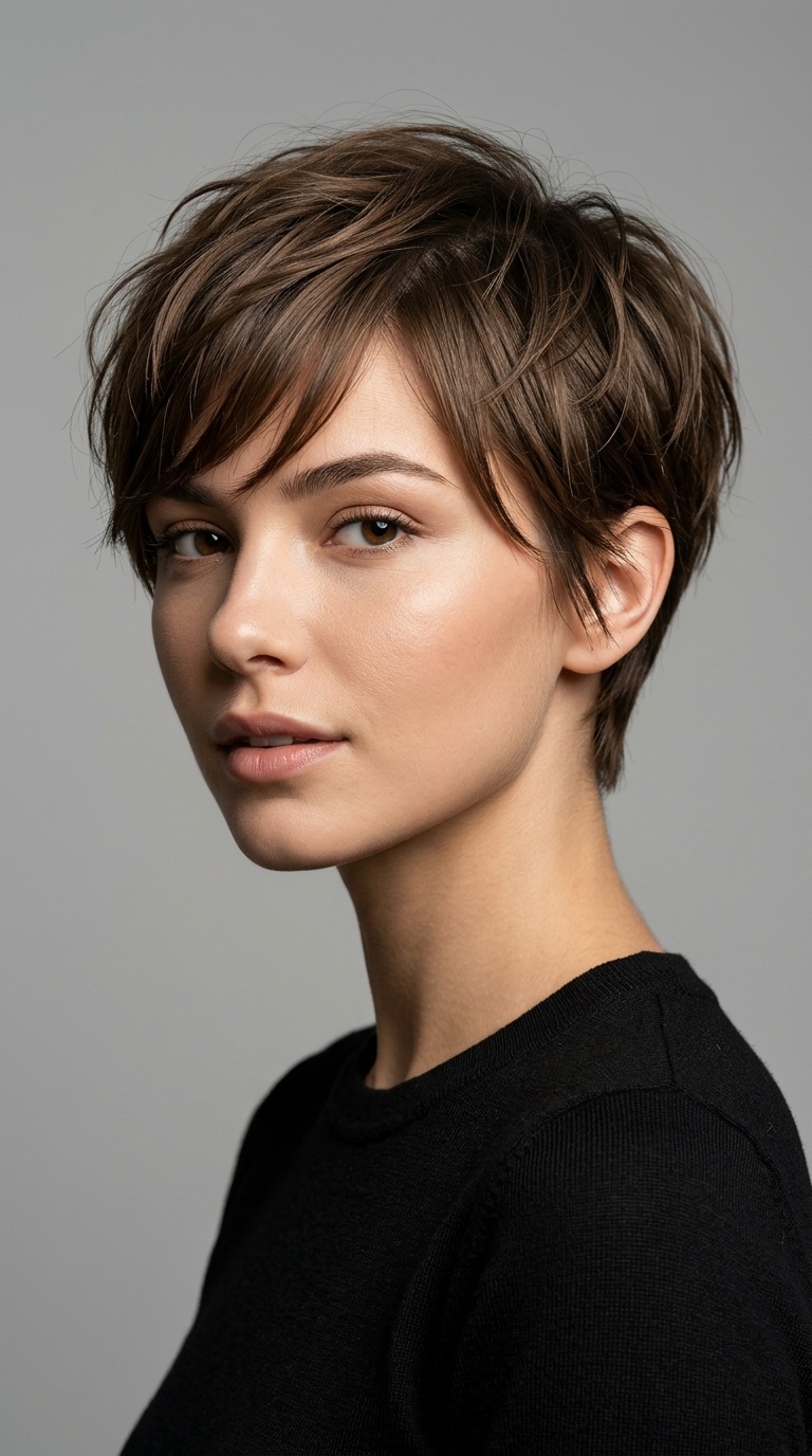 Textured Pixie with Side-Swept Bangs