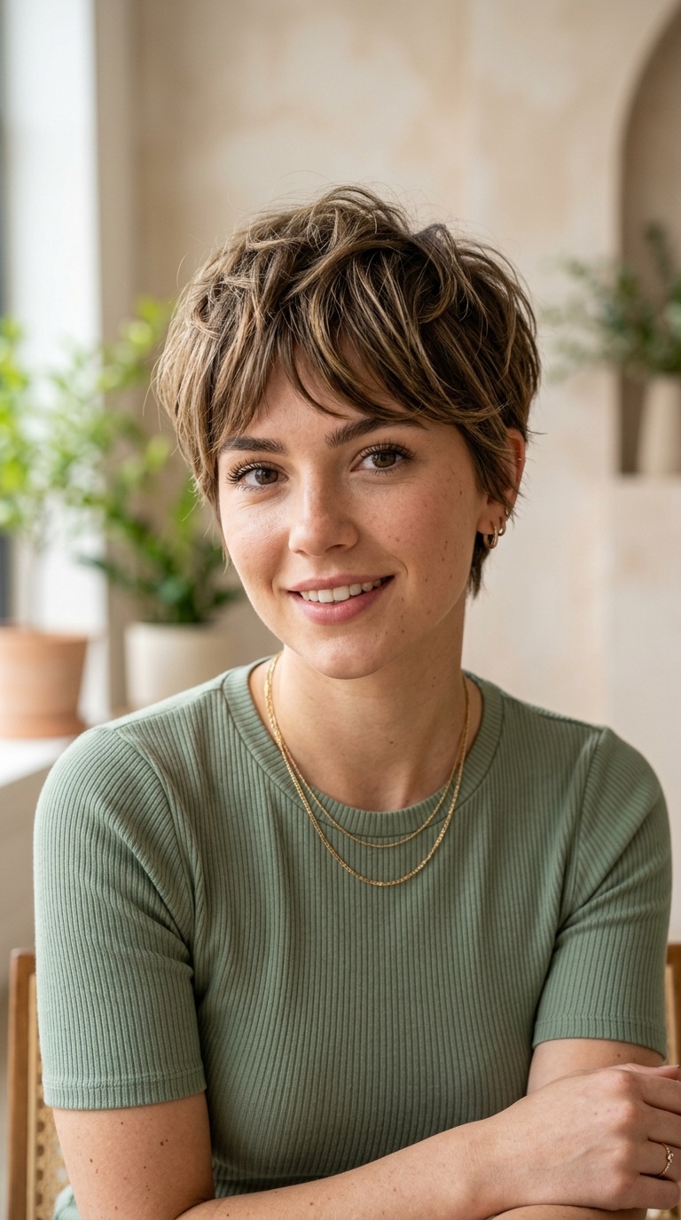 Textured Pixie with Soft Fringe