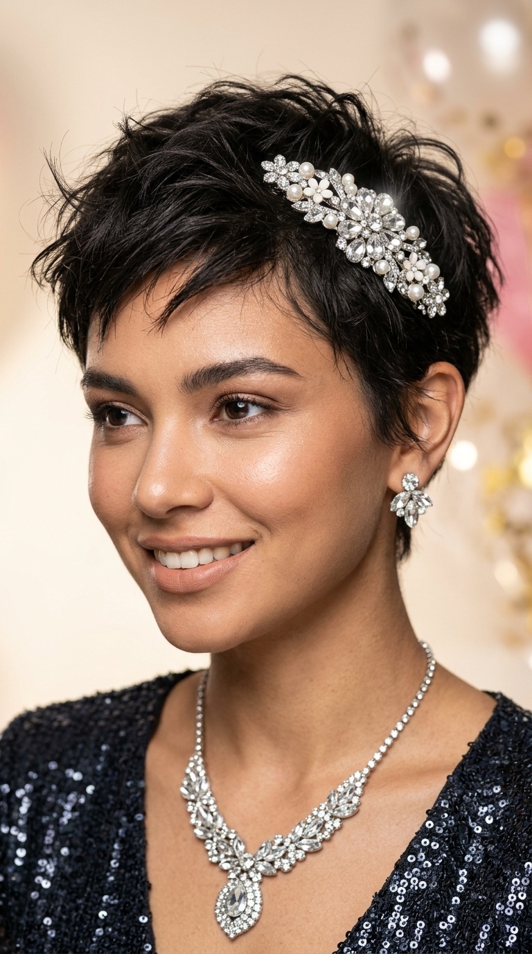 Textured Pixie with Statement Accessories