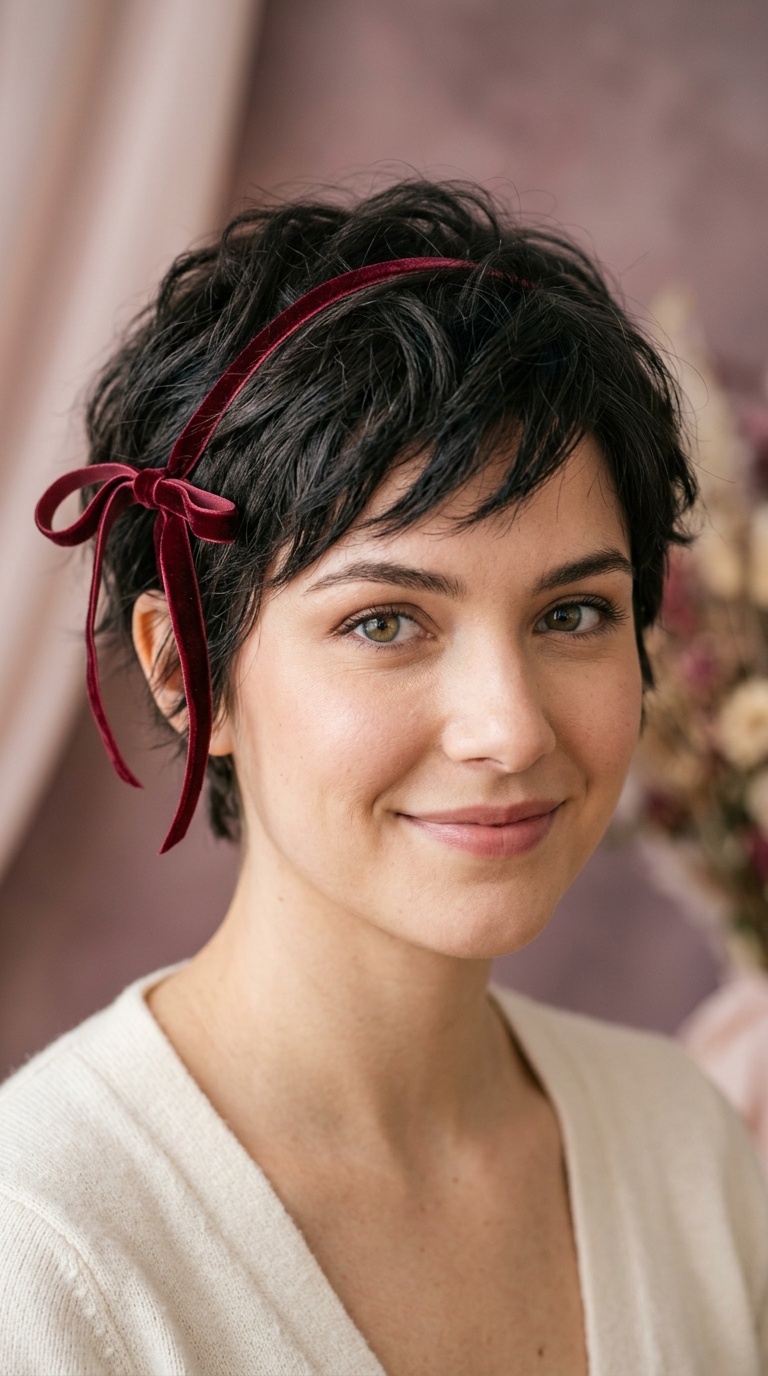 Textured Pixie with Velvet Ribbon