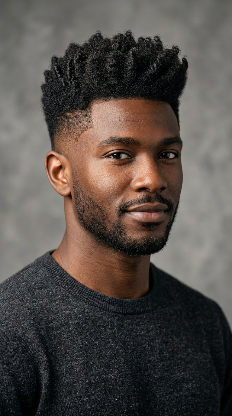 Textured Pompadour with Low Burst Fade