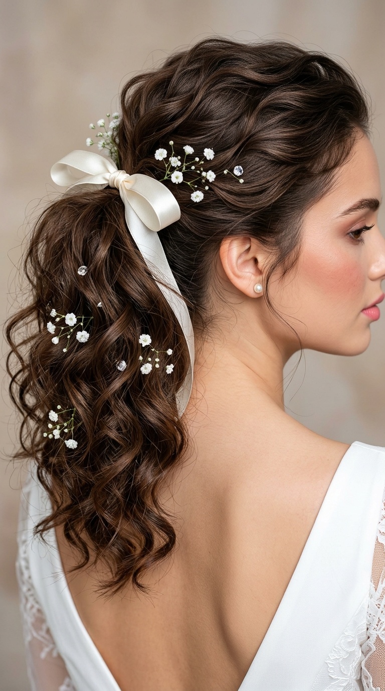 Textured Ponytail with Ribbon