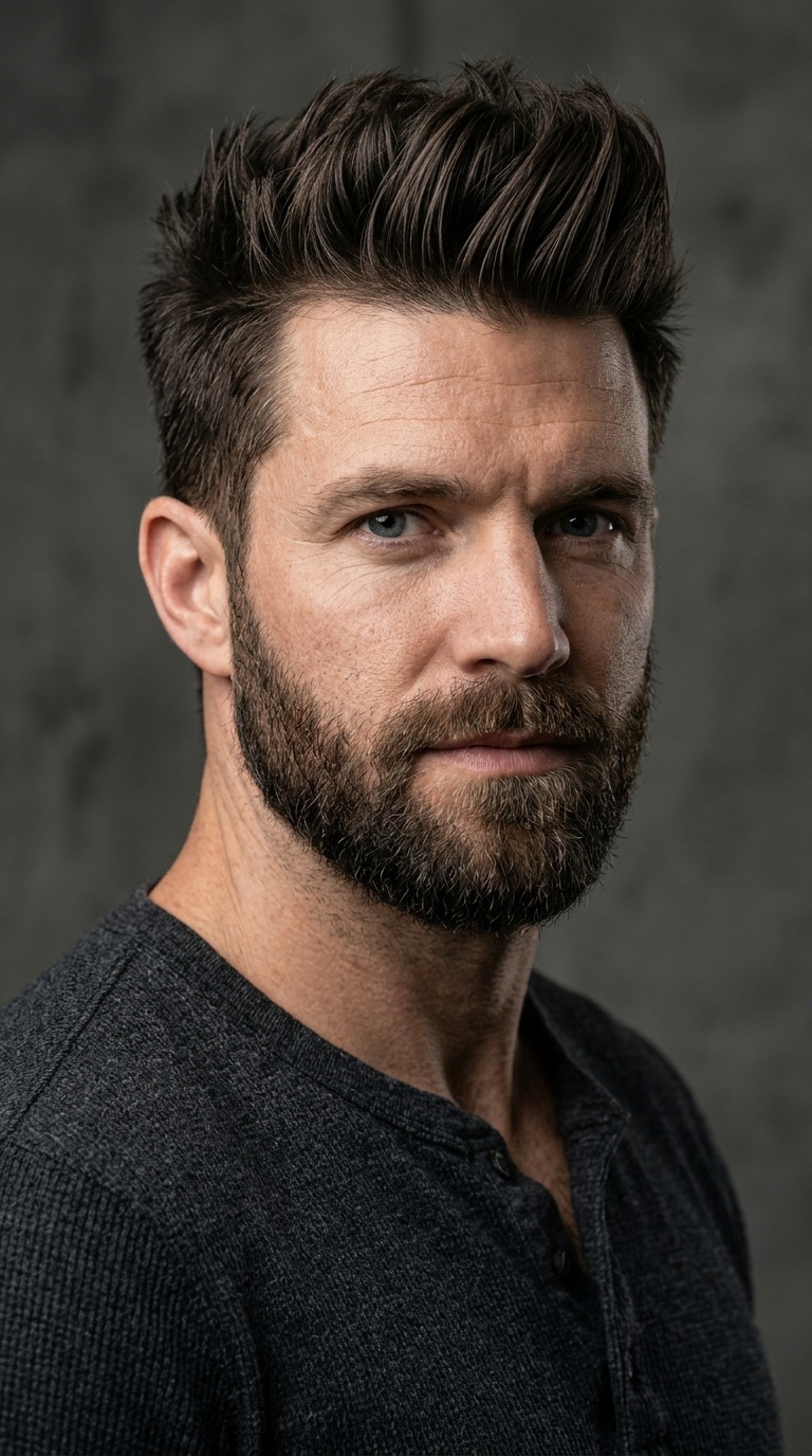 Textured Quiff + Short Boxed Beard