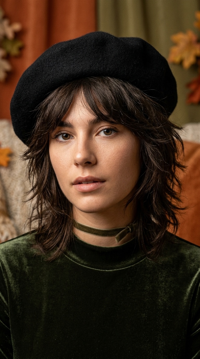 Textured Shag with a Slouchy Wool Beret