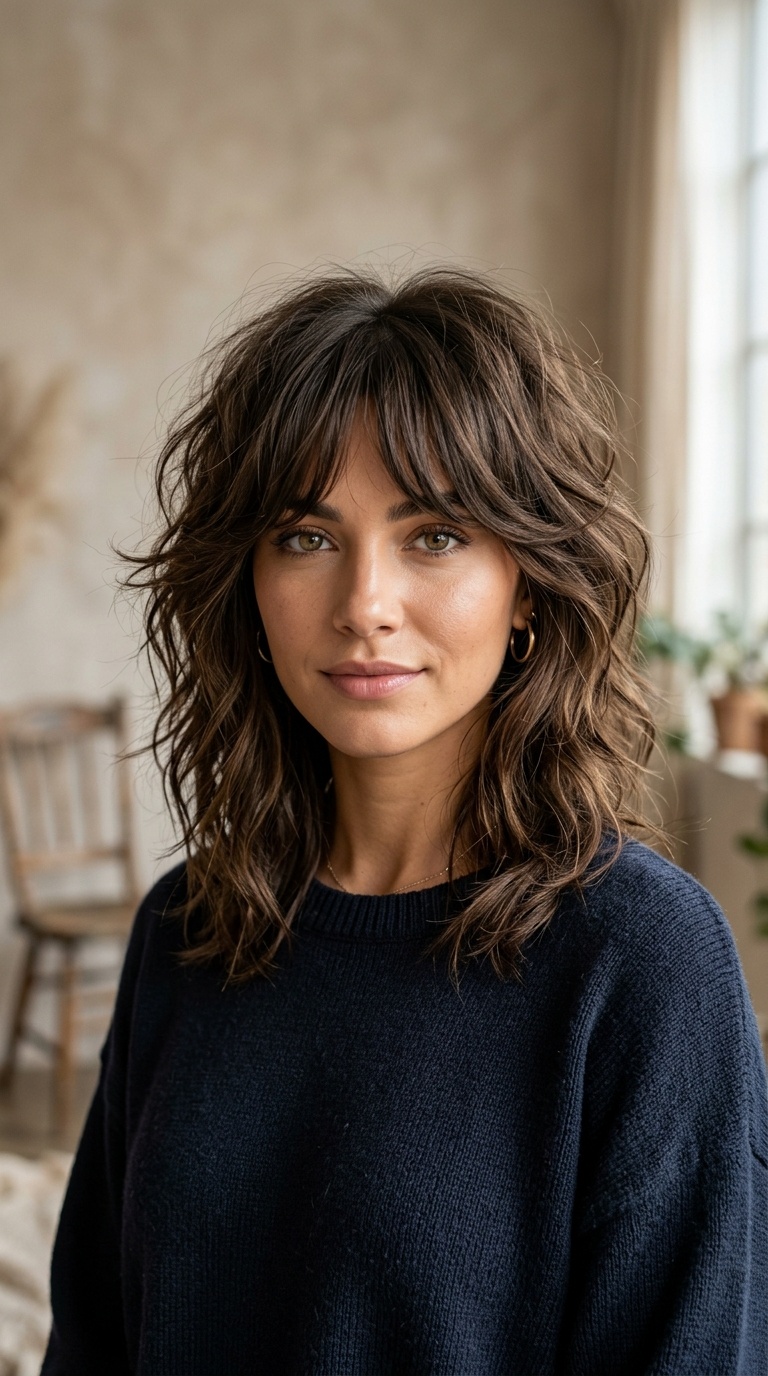 Textured Shag with Curtain Bangs