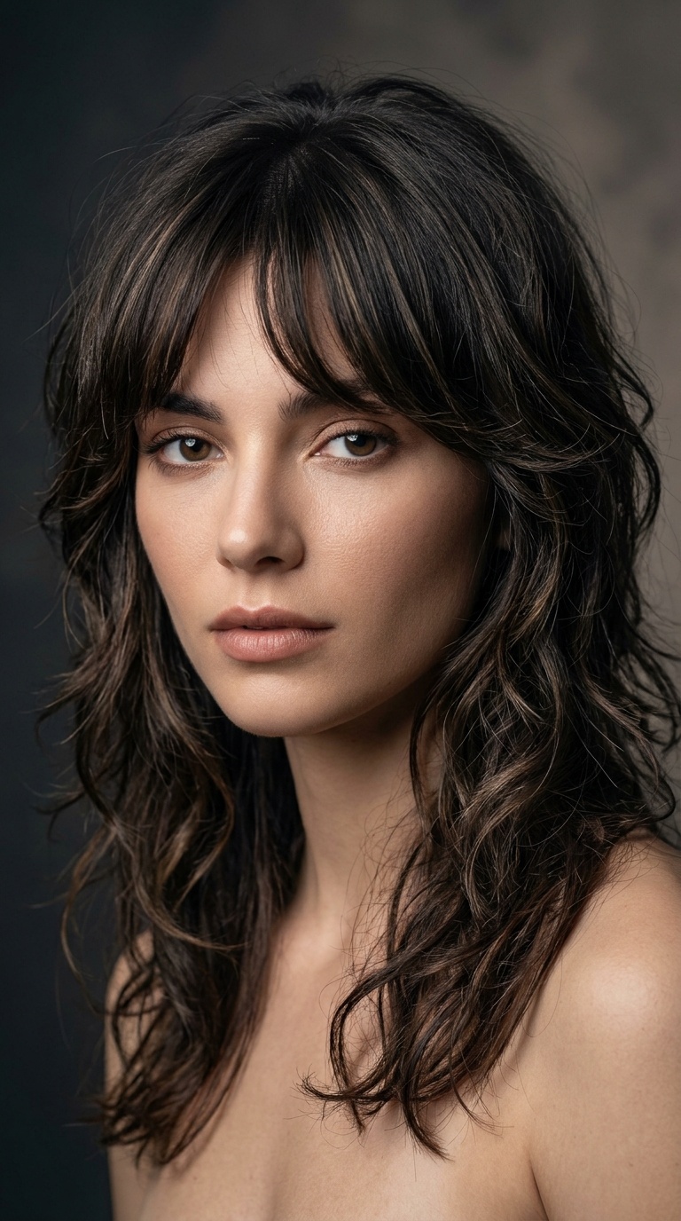 Textured Shag with Curtain Bangs