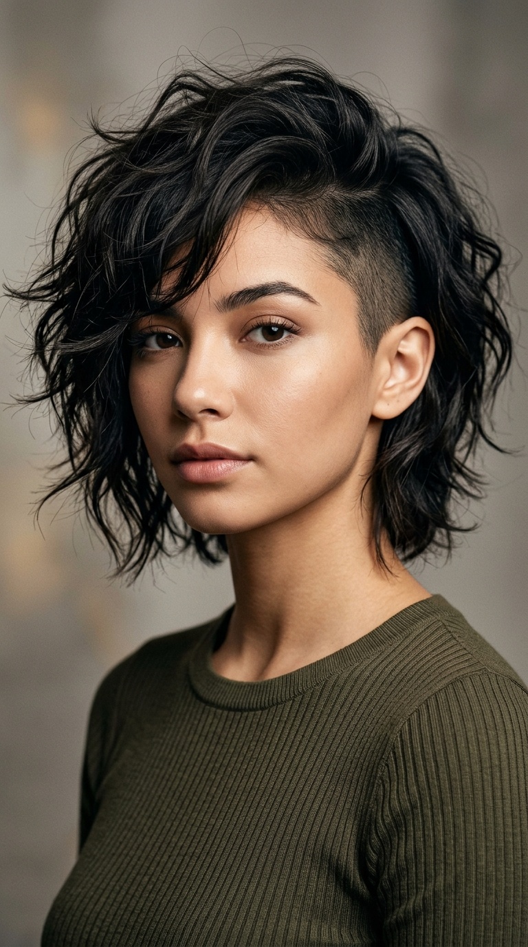 Textured Shaggy Bob with Disconnected Undercut