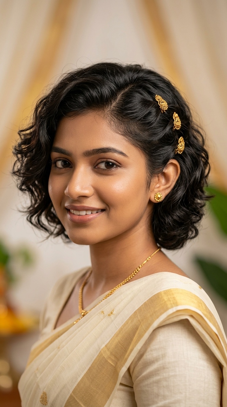 Textured Waves with Gold Clips
