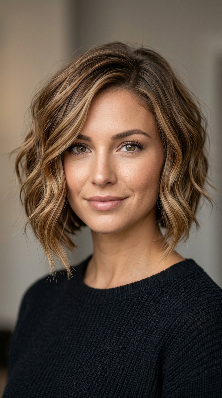 Textured Wavy Inverted Bob