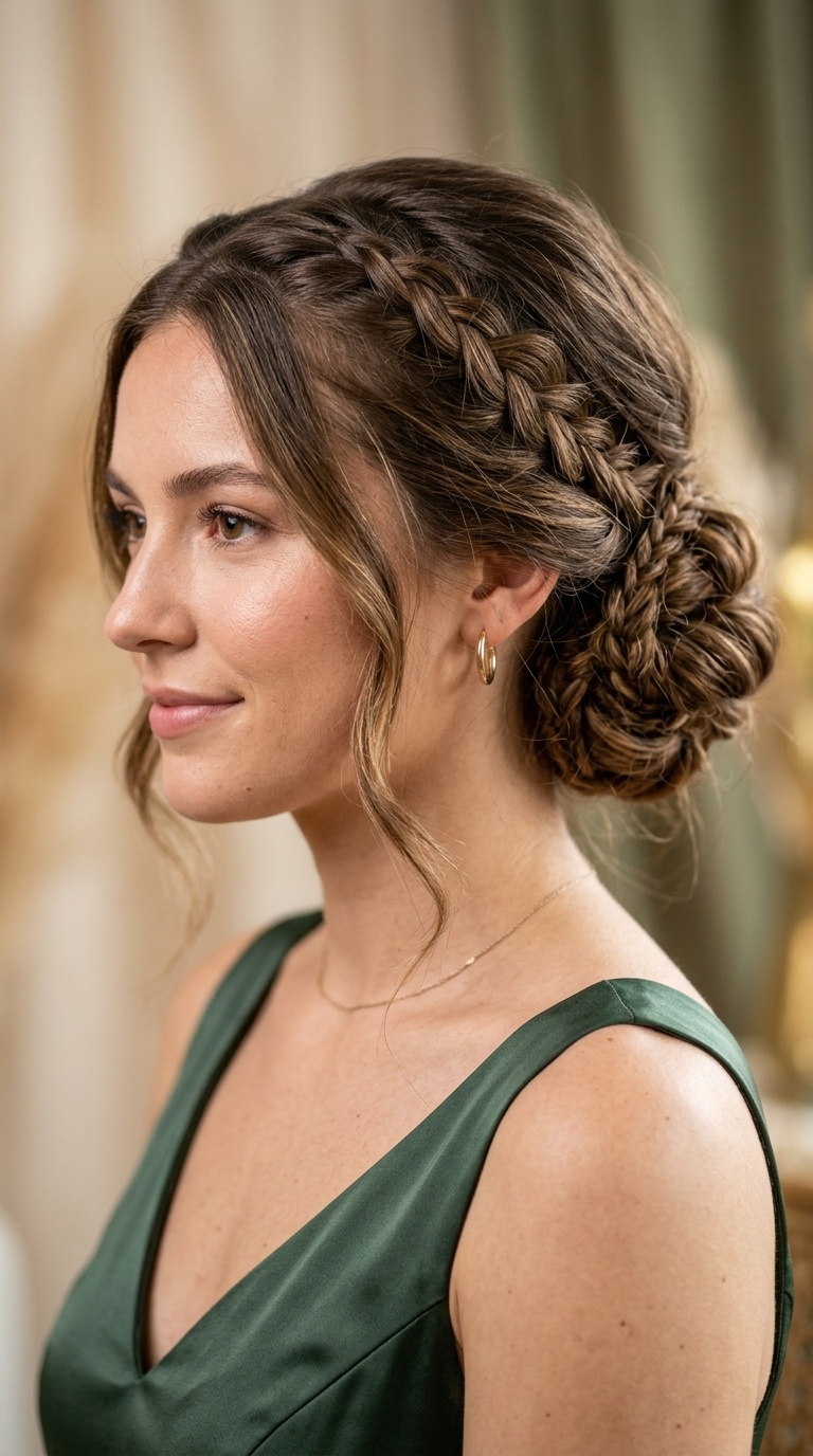 Texturized Low Chignon with Braided Accents