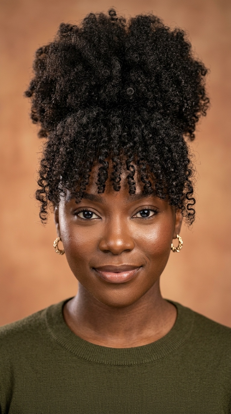The Afro-Puff Bun with Bangs