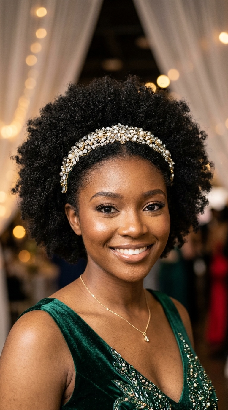The Afro with a Jeweled Headband