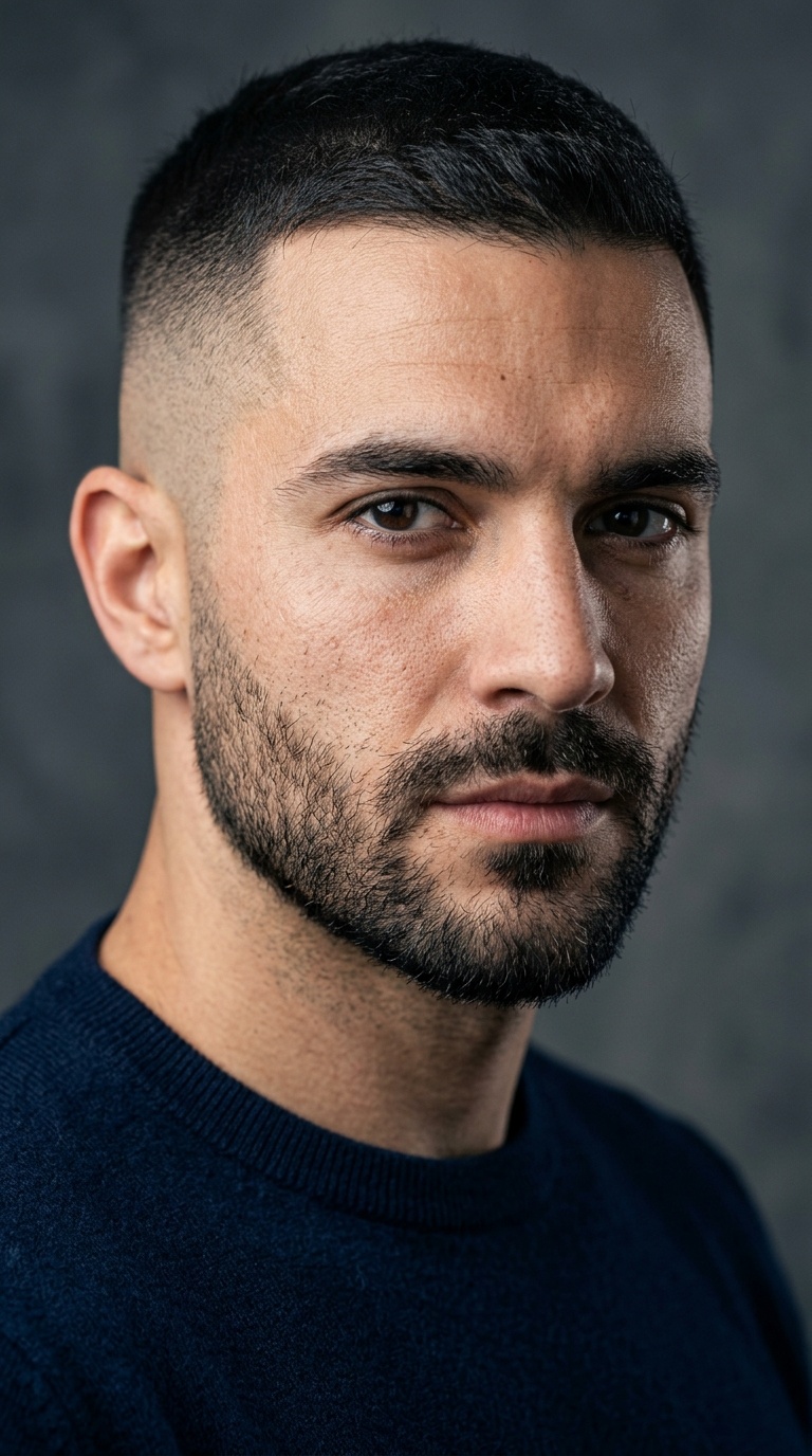 The Bald Fade Zero with Heavy Stubble