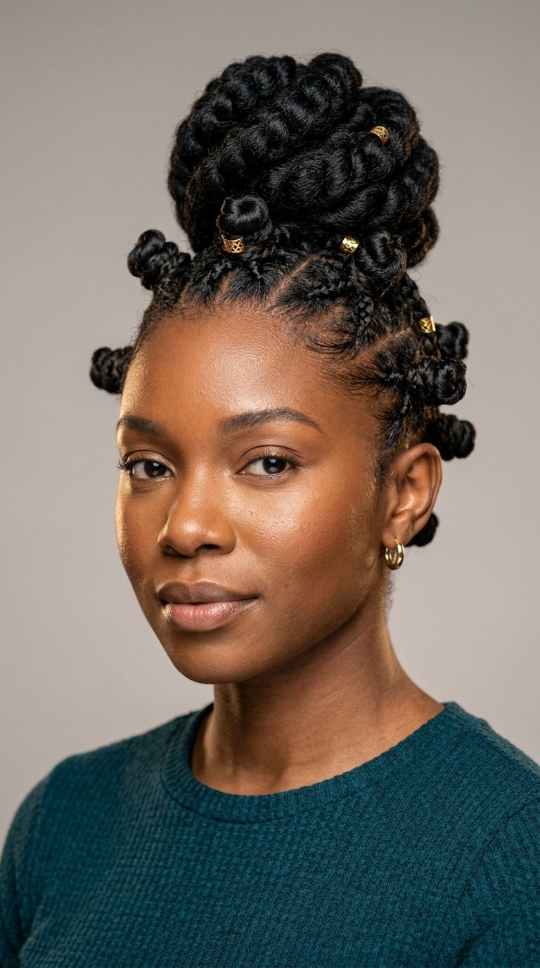 The Bantu Knot Bun Hybrid