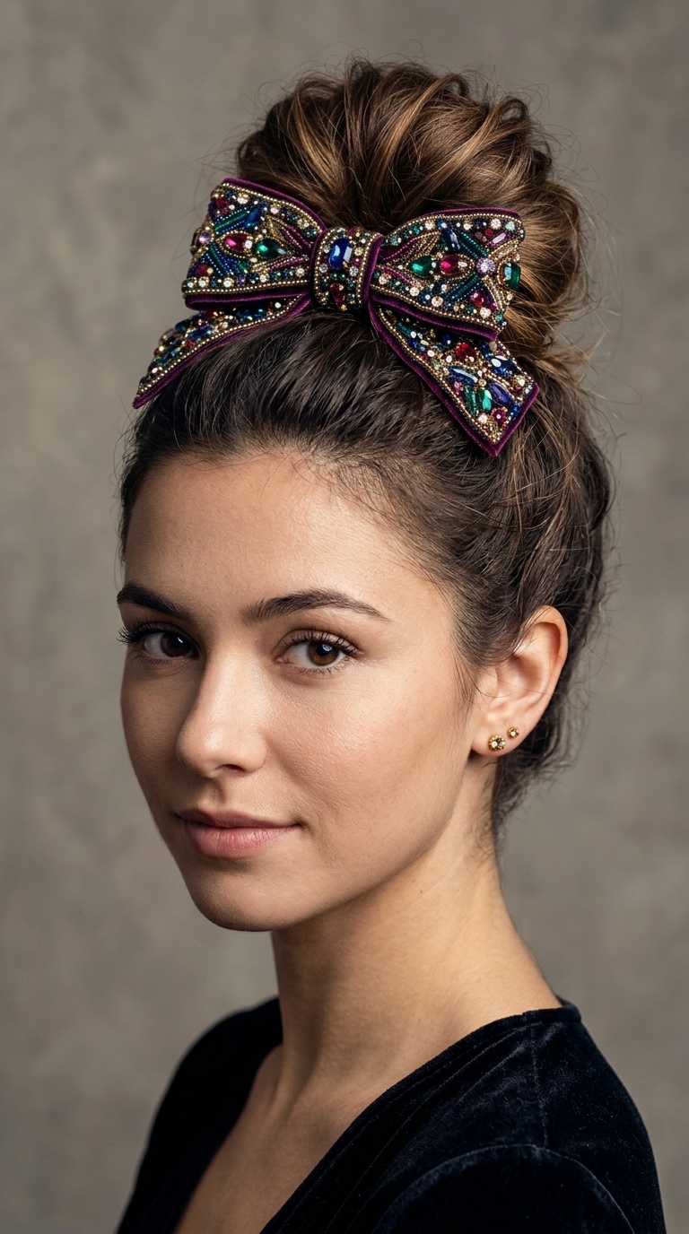 The Beaded Jewel-Tone Bow