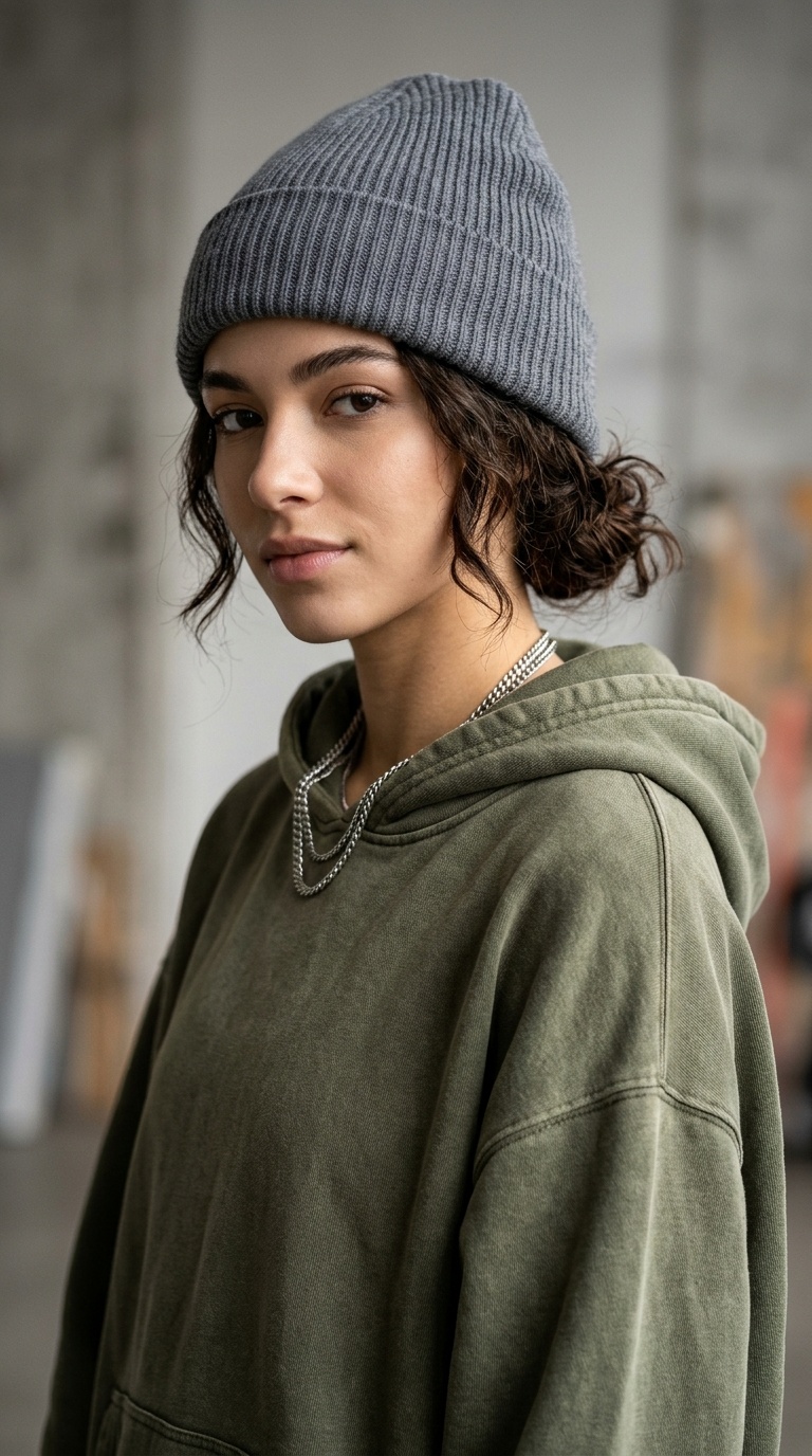 The Beanie Tucked Look