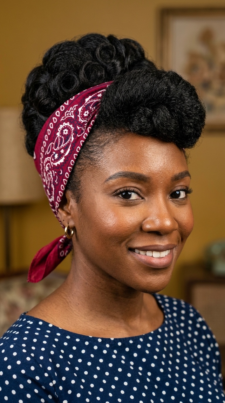 The Beehive-Inspired Roll with Wide Bandana