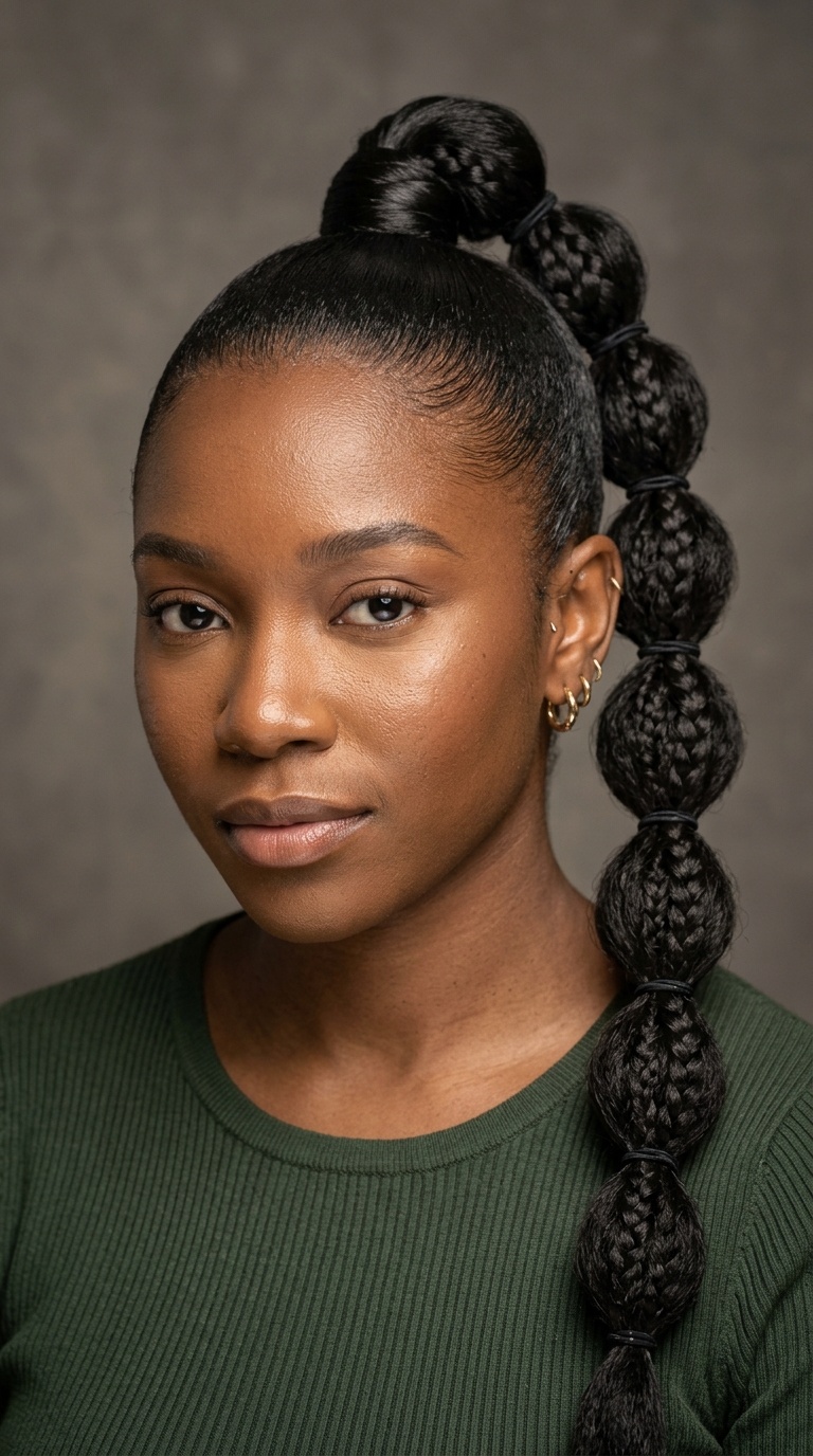 The Braided Bubble Ponytail