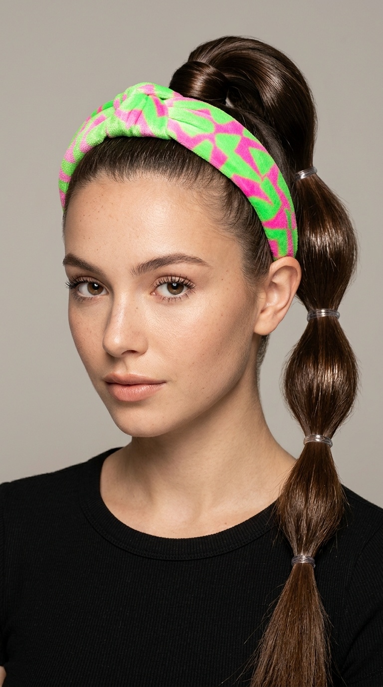 The Bubble Ponytail with a Neon Padded Band