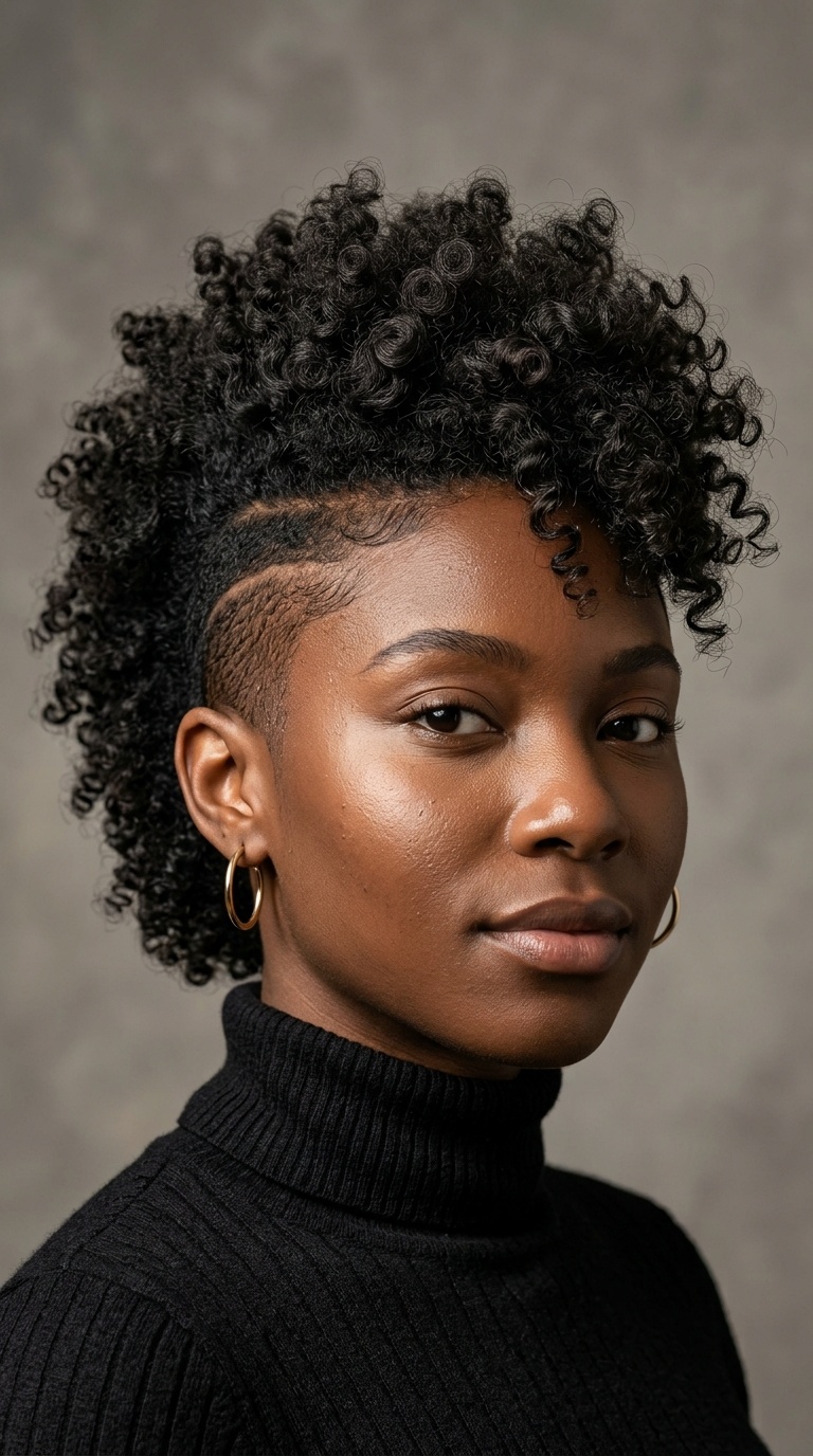 The Burst Fade Mohawk with Soft Curls