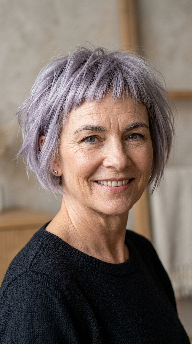 The Choppy Lavender Bob with Micro-Bangs