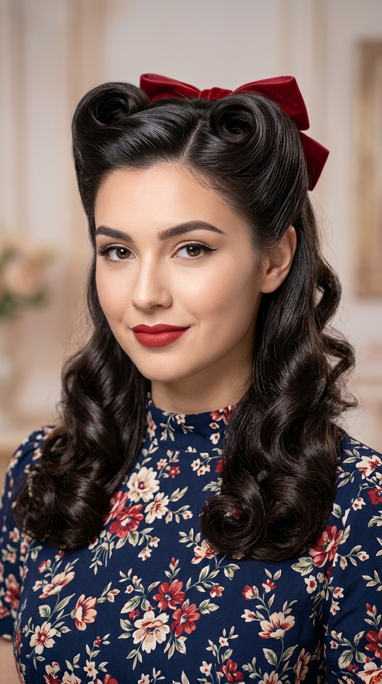 The Classic 1940s Victory Roll Half-Up