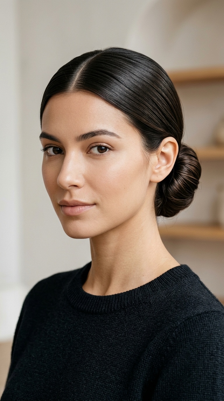 The Classic Center-Parted Low Bun