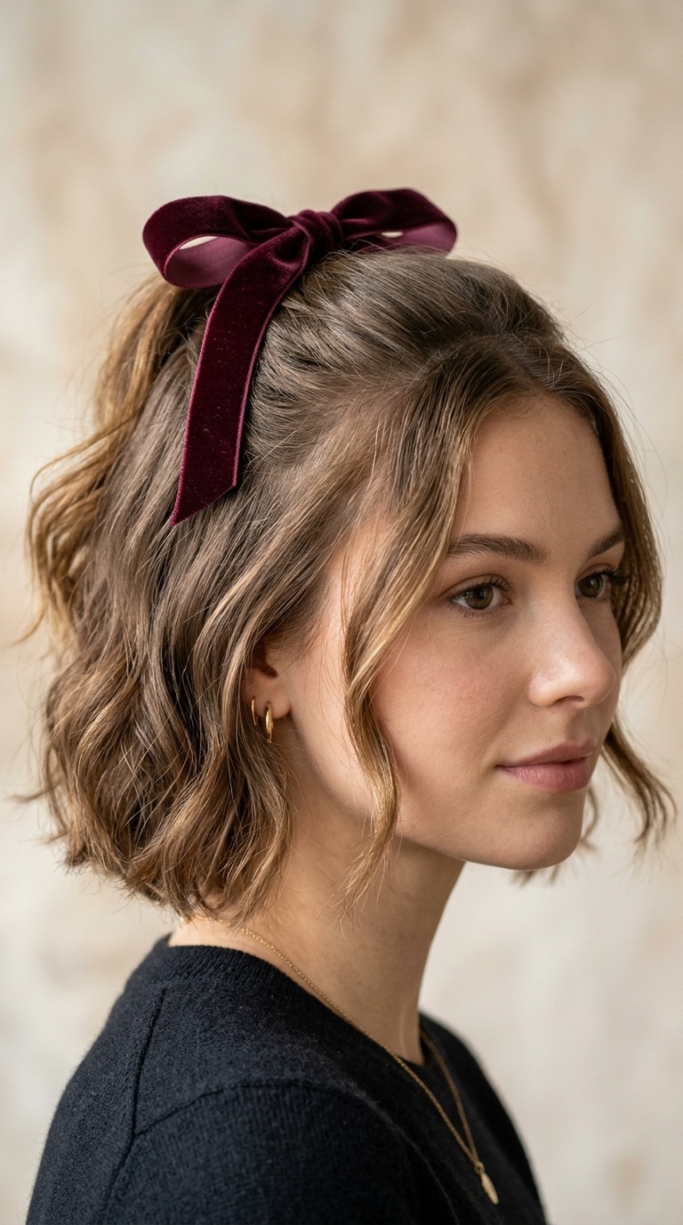 The Classic Half-Up Velvet Bow
