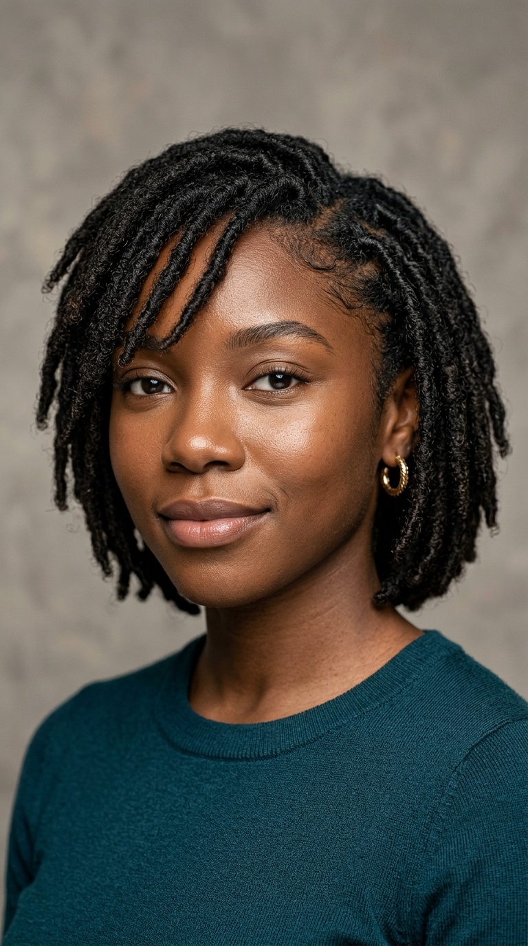 The Classic Loc Bob with Side Bangs