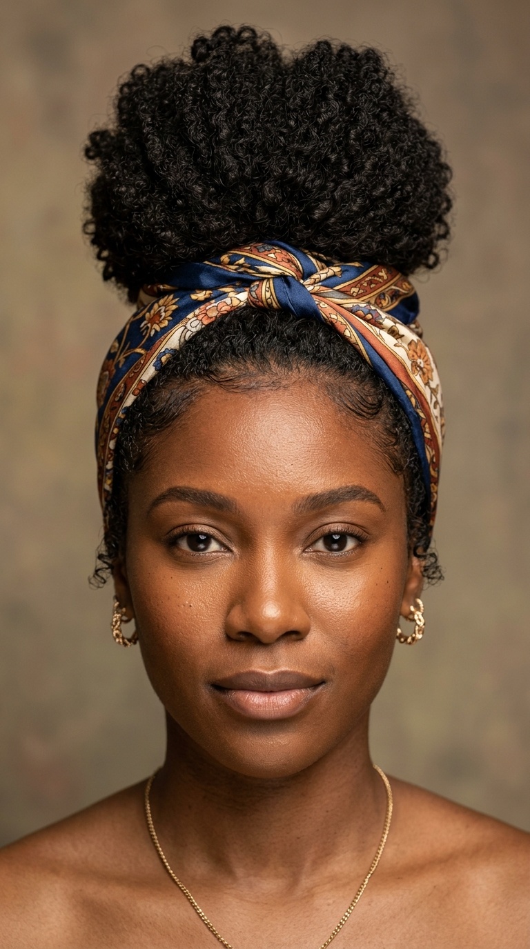 The Classic Pineapple High Bun with Silk Scarf