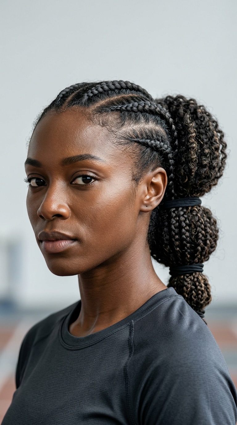The Cornrow-Style Secured Ponytail