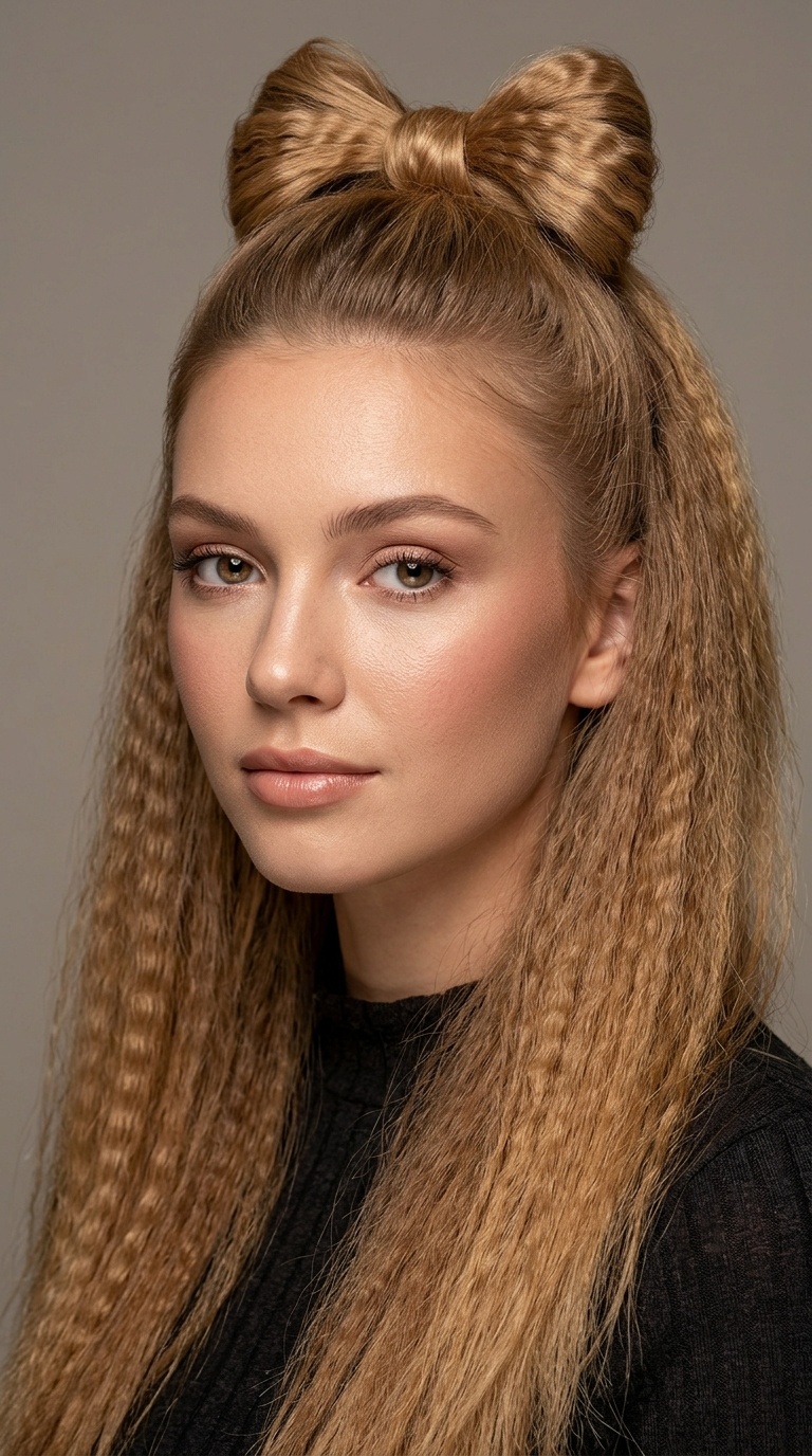 The Crimped Half-Up Bow
