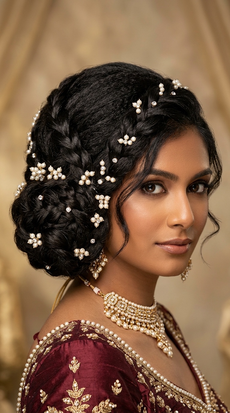 The Criss-Cross Bun with Pearl Accents