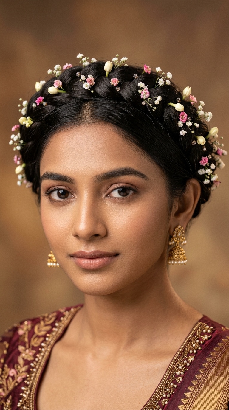 The Crown Braid with Micro Flowers